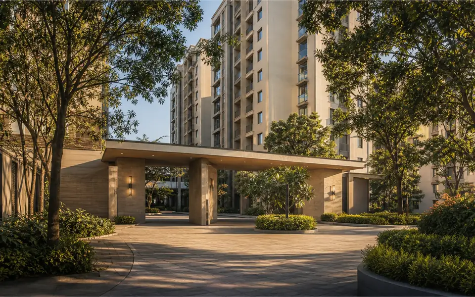 Illustrative view of a residential project arrival in an urban setting.