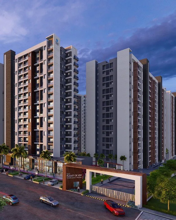 Artist&rsquo;s impression of residential towers at Gera&rsquo;s Planet of Joy in Upper Kharadi, Pune